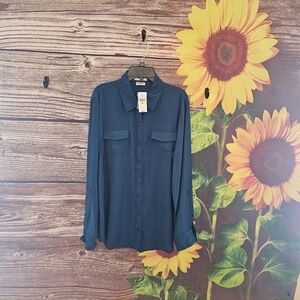 AQUA Button-Down Long Sleeve Shirt
